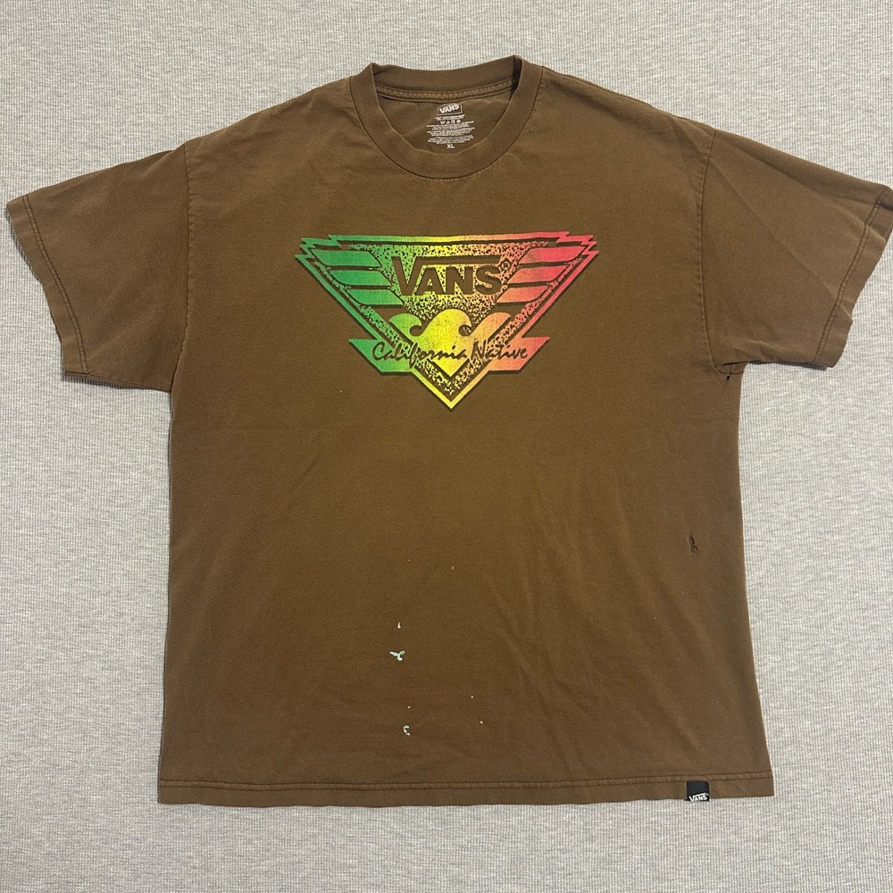 Vans California Native Graphic T-Shirt Brown Short Sleeve Skater Tee Mens XL